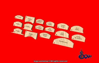 Bridge/ Fingerboard Template set for violin, viola, cello and double bass