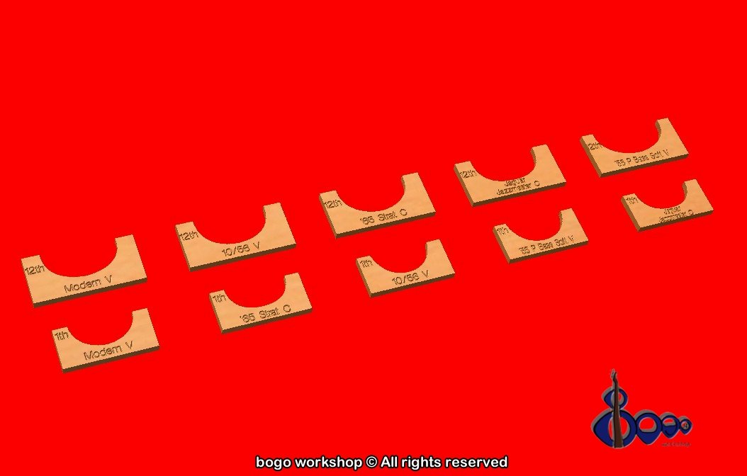 Neck profile templates for guitars and bass guitars bogo